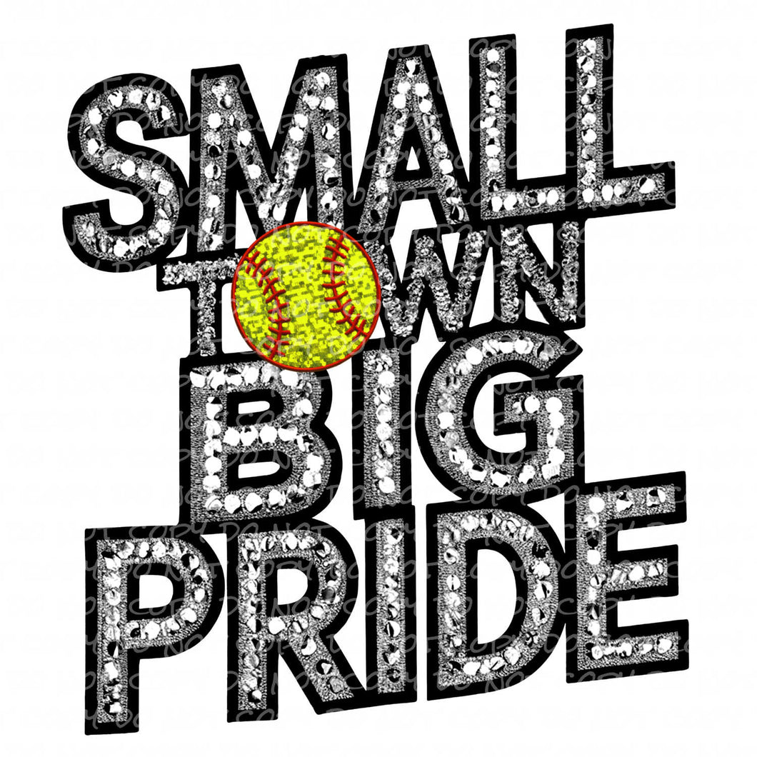 Small Town Big Pride - Softball Faux Embroidery Patch | DTF Ready to Press or Sublimation Transfer