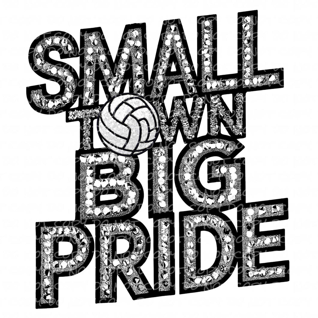 Small Town Big Pride - Volleyball Faux Embroidery Patch | DTF Ready to Press or Sublimation Transfer