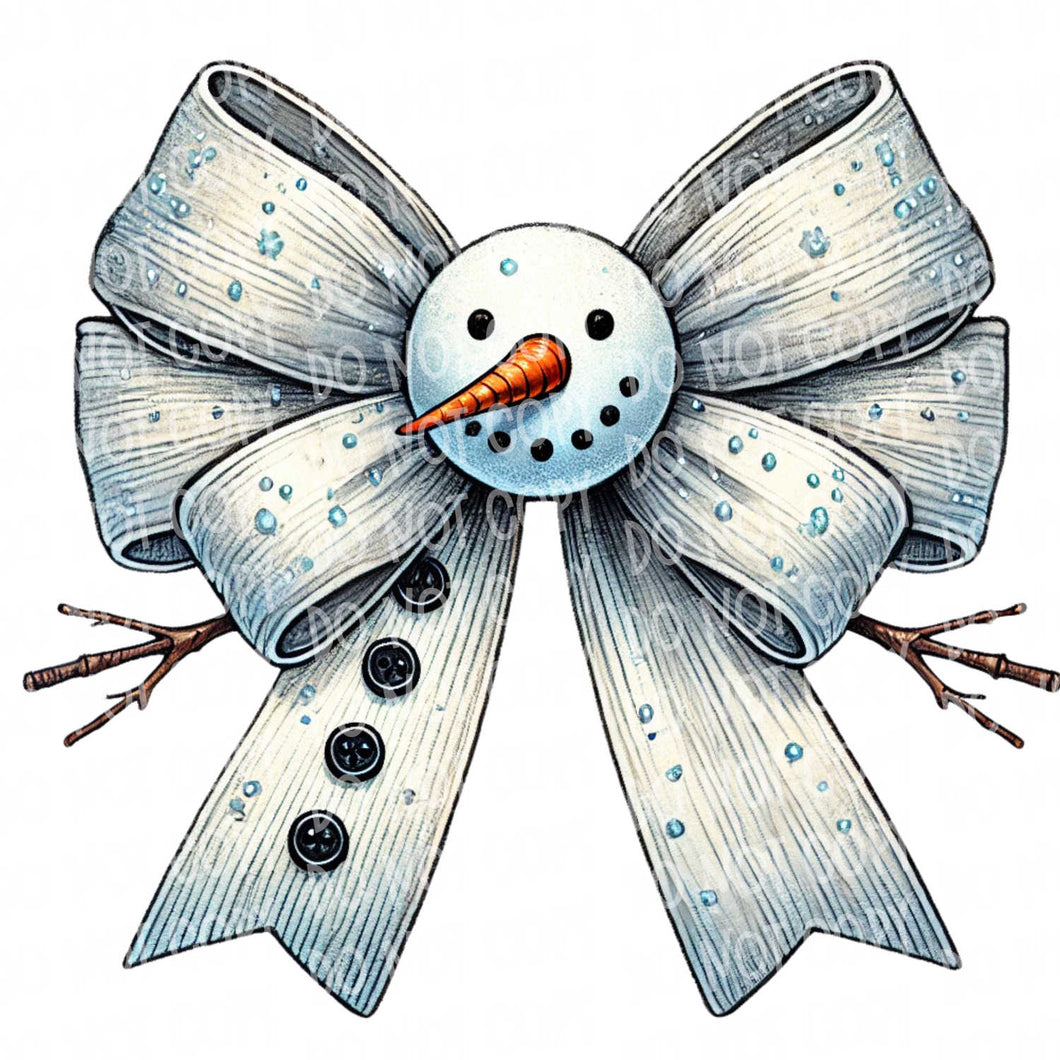 Snowman Bow | DTF Ready to Press or Sublimation Transfer