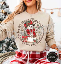 Load image into Gallery viewer, Thumpety Thump Snowman Sweatshirt  - Completed Apparel Item
