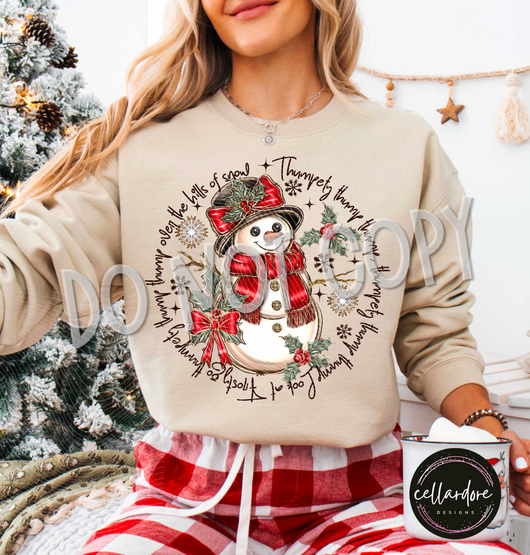 Thumpety Thump Snowman Sweatshirt  - Completed Apparel Item