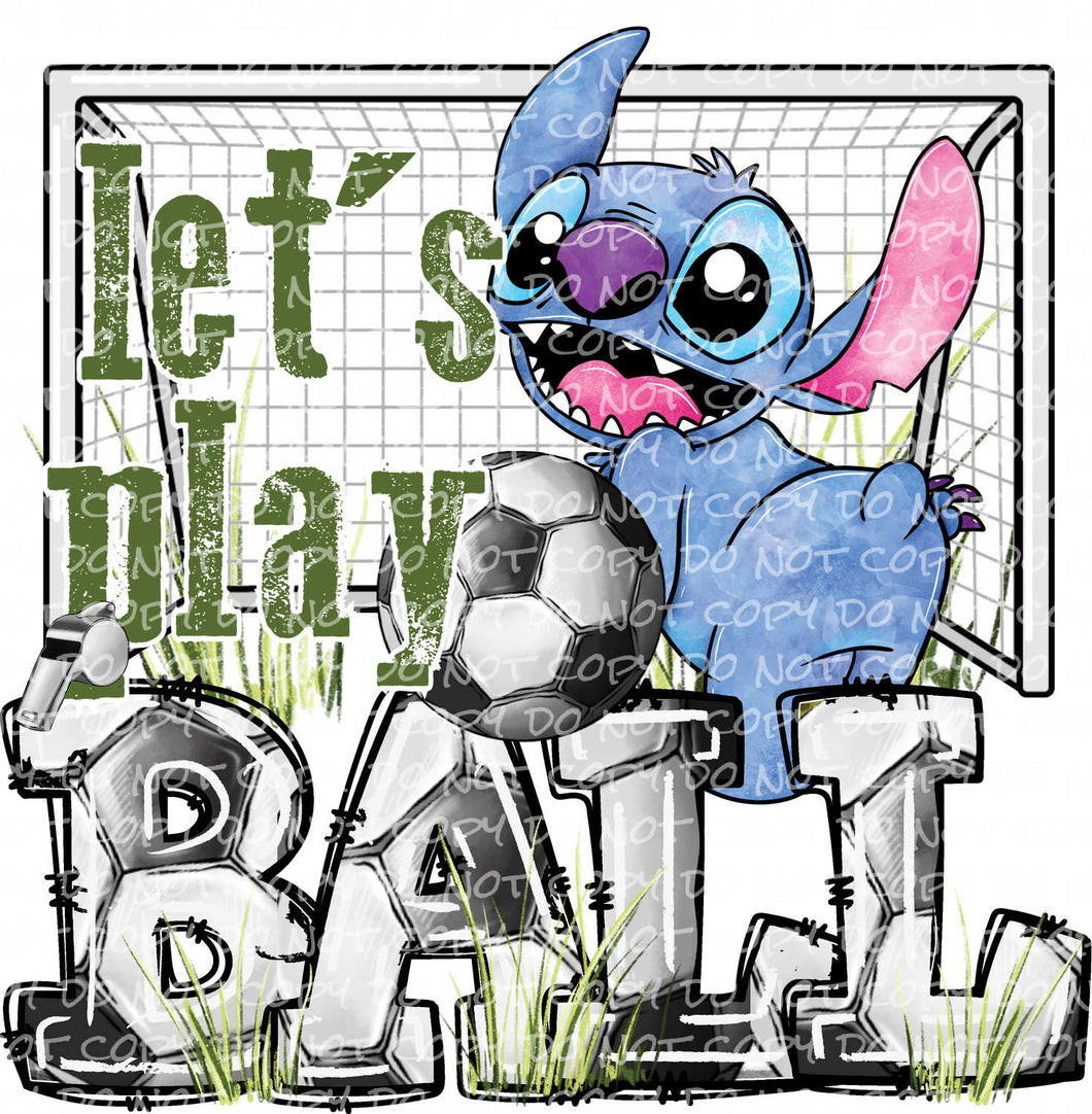 Let's Play Soccer Blue Animal | DTF Ready to Press or Sublimation Transfer