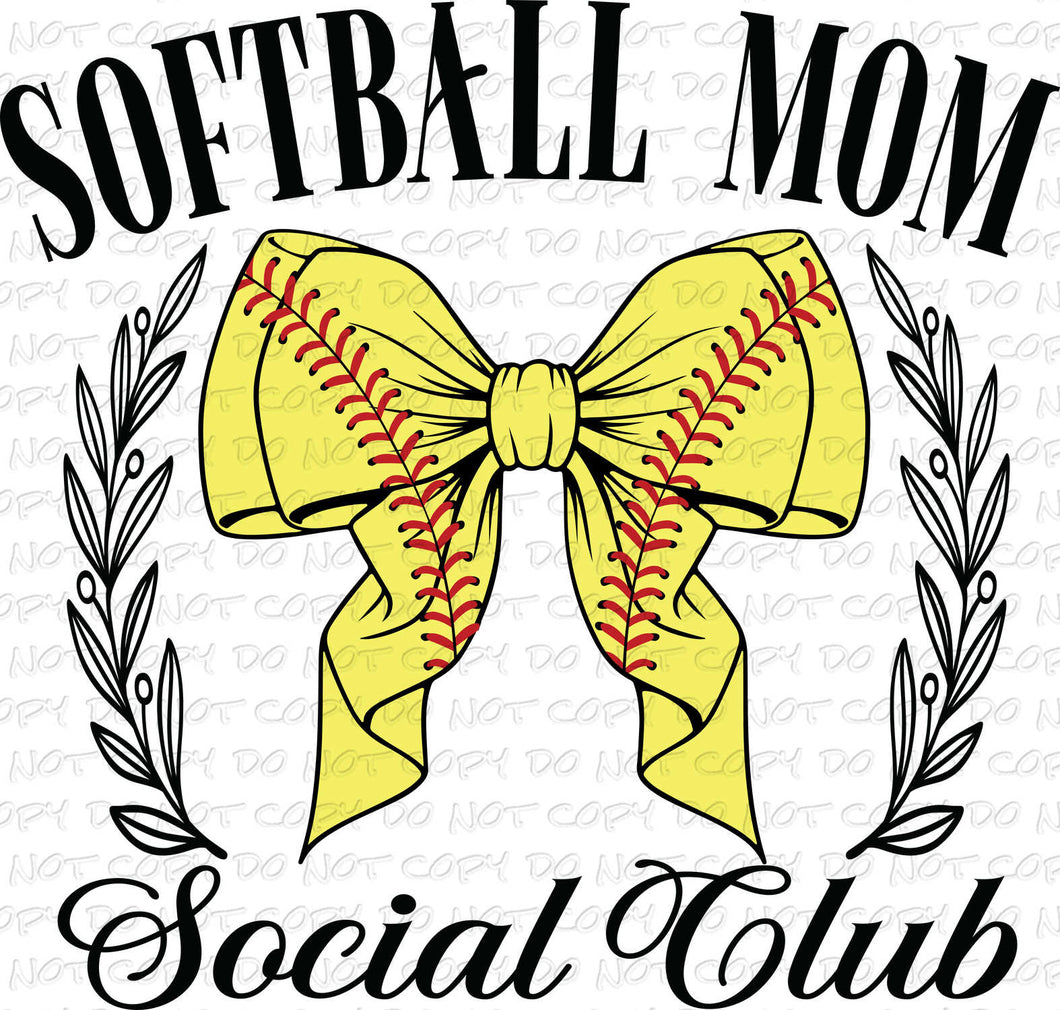 Softball Mom Social Club | DTF Ready to Press or Sublimation Transfer