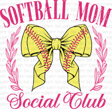 Load image into Gallery viewer, Softball Mom Social Club | DTF Ready to Press or Sublimation Transfer
