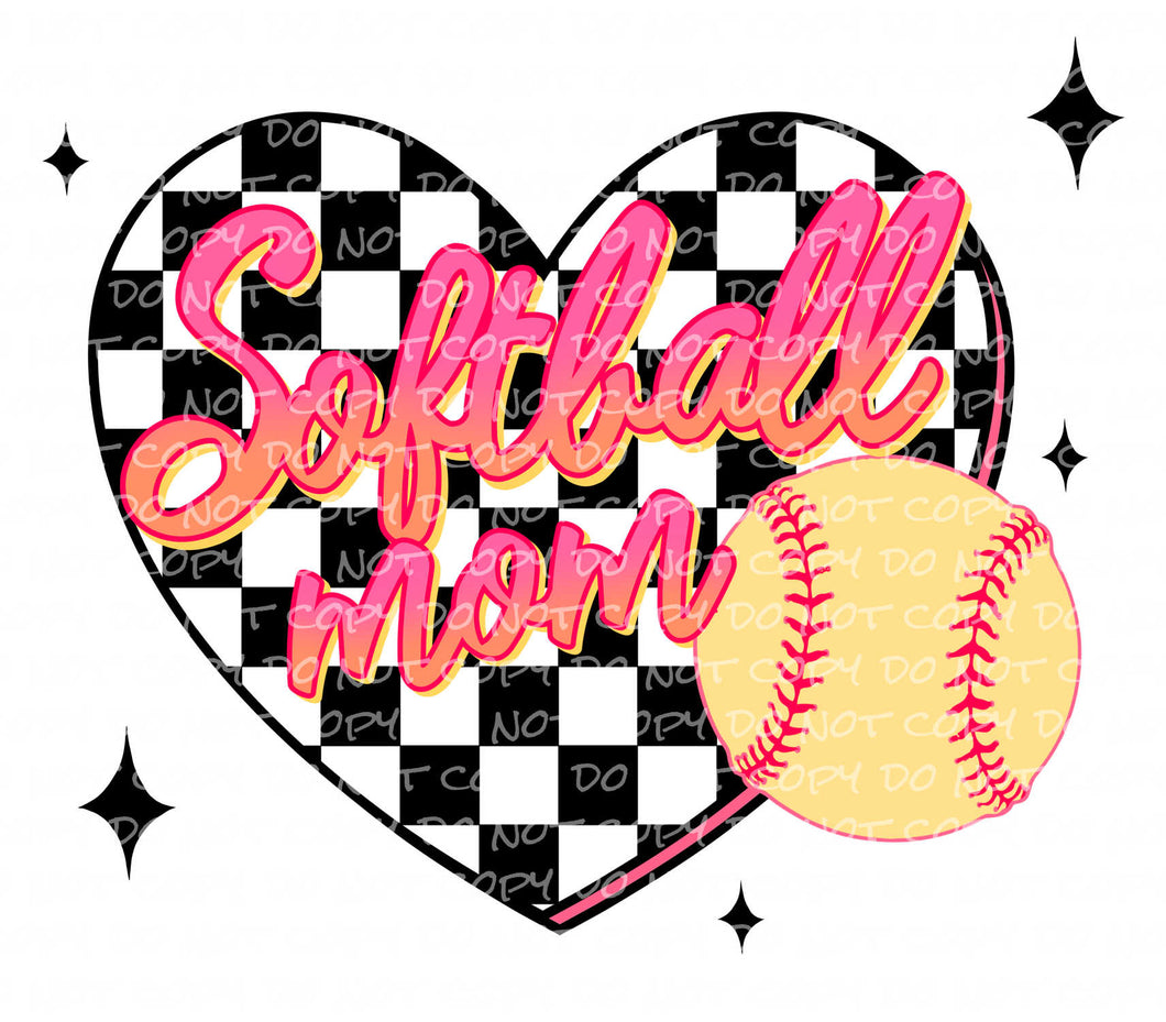 Softball Mom with optional pocket design - DTF Ready to Press or Sublimation Transfer