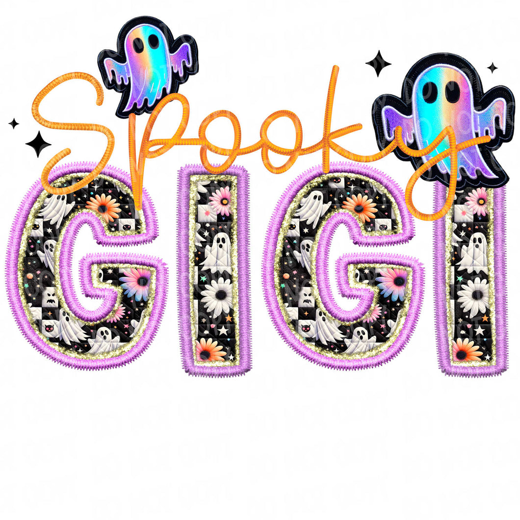 Spooky Gigi Faux Embroidery Patch | DTF Ready to Press or Sublimation Transfer