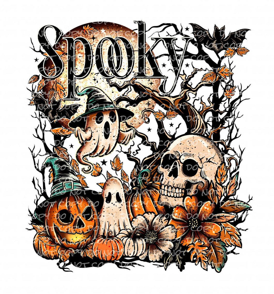 Spooky Ghost with optional sleeve | DTF Ready to Press or Sublimation Transfer