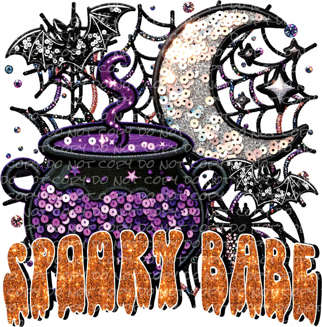 Spooky Babe Faux Sequins | DTF Ready to Press or Sublimation Transfer