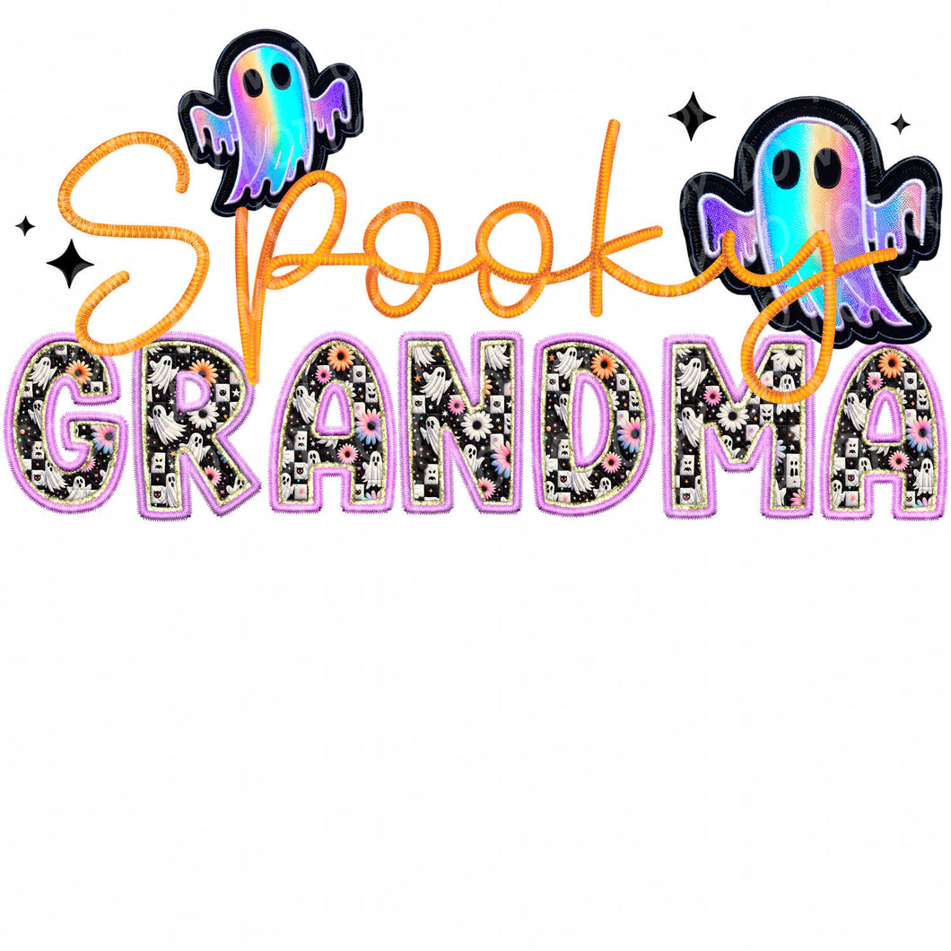 Spooky Grandma Faux Embroidery Patch | DTF Ready to Press or Sublimation Transfer