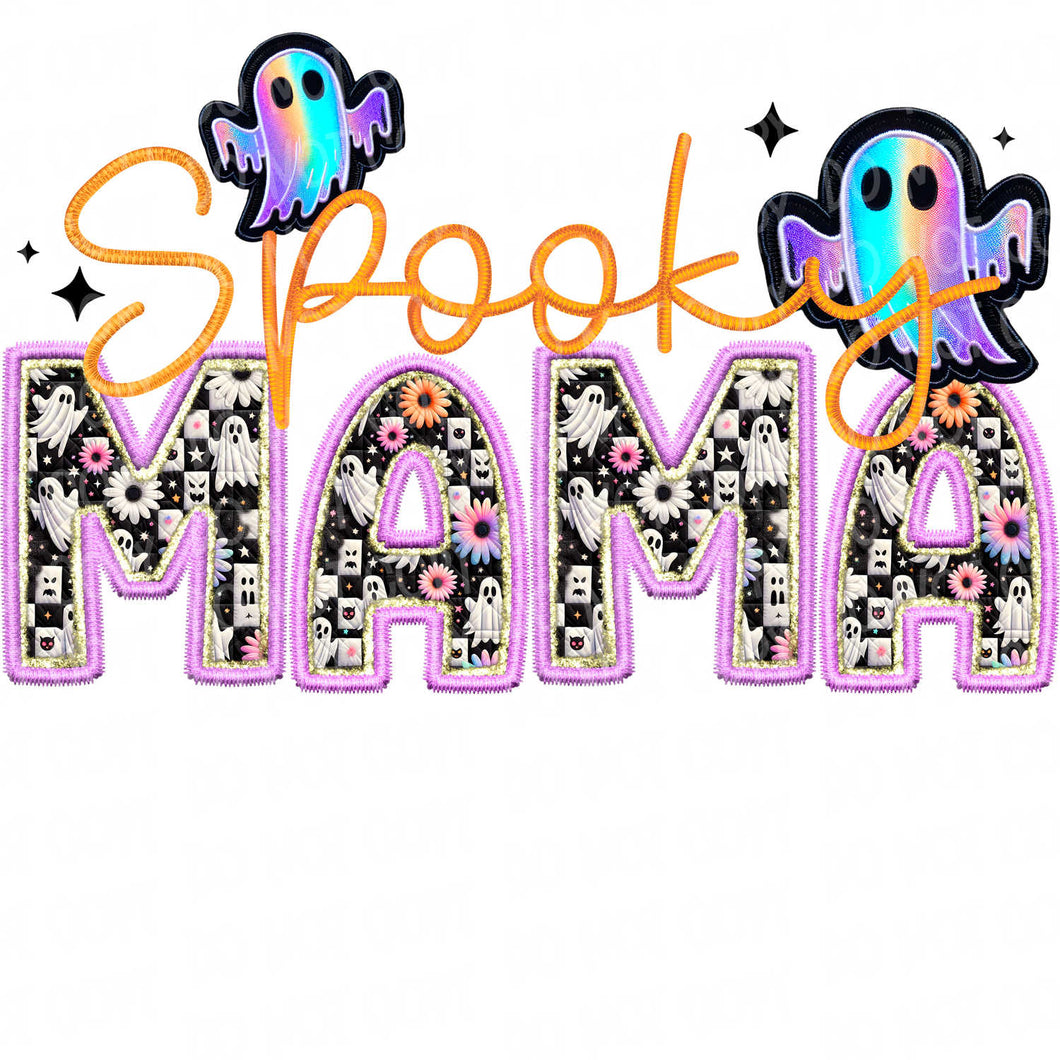 Spooky Mama Faux Embroidery Patch | DTF Ready to Press or Sublimation Transfer