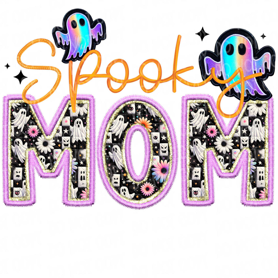 Spooky Mom Embroidery Patch | DTF Ready to Press or Sublimation Transfer