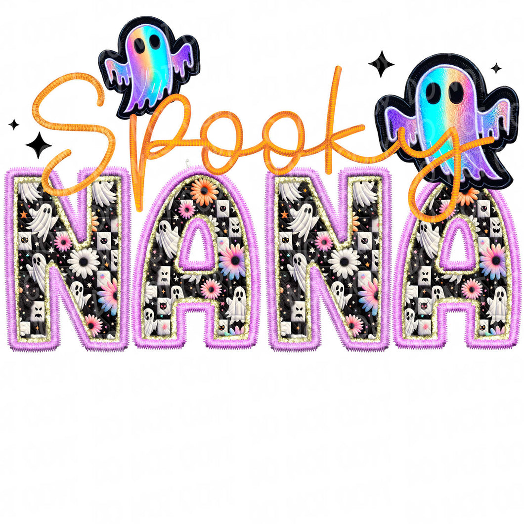 Spooky Nana Embroidery Patch | DTF Ready to Press or Sublimation Transfer