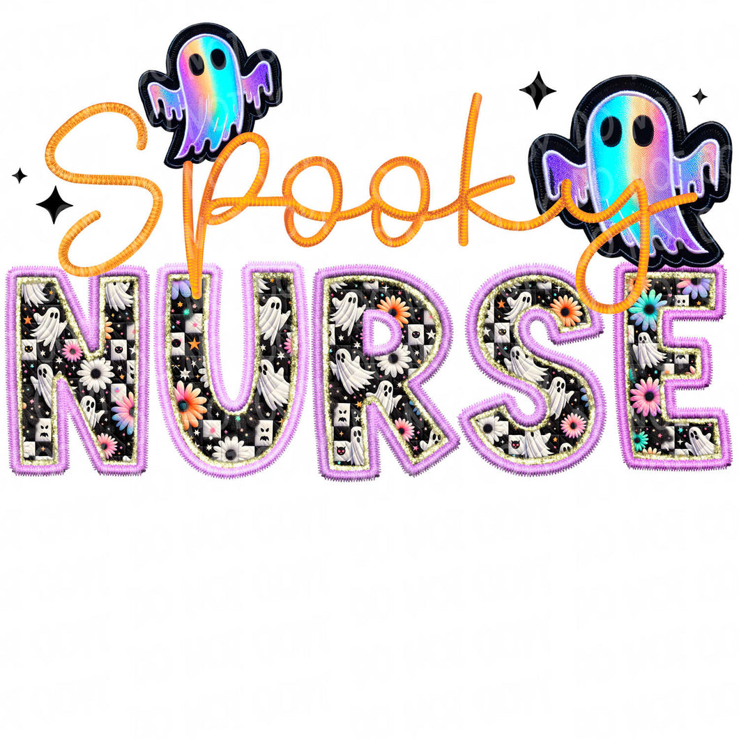 Spooky Nurse Embroidery Patch | DTF Ready to Press or Sublimation Transfer