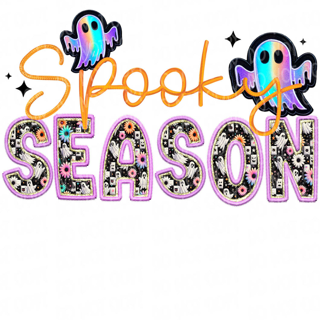 Spooky Season Embroidery Patch | DTF Ready to Press or Sublimation Transfer