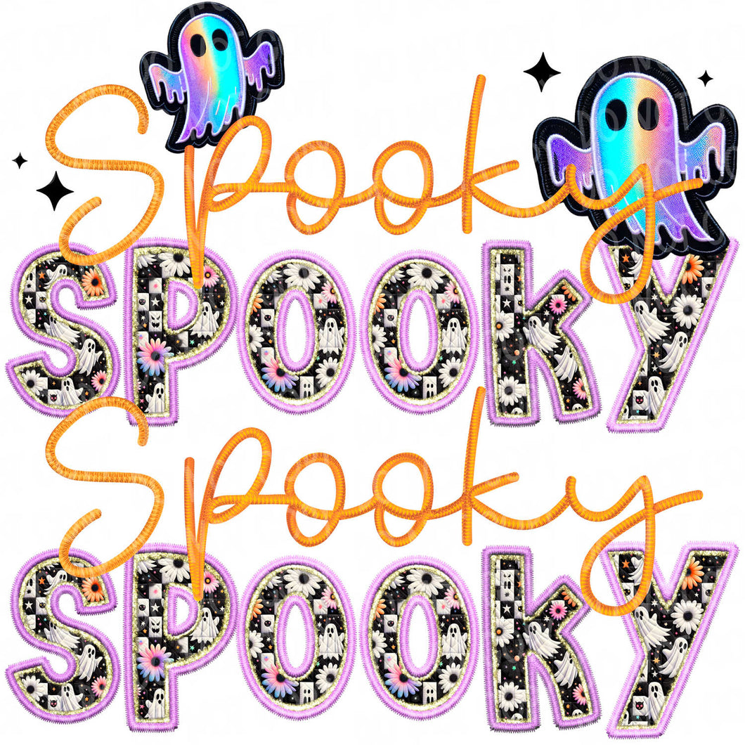 Spooky Stacked Embroidery Patch | DTF Ready to Press or Sublimation Transfer