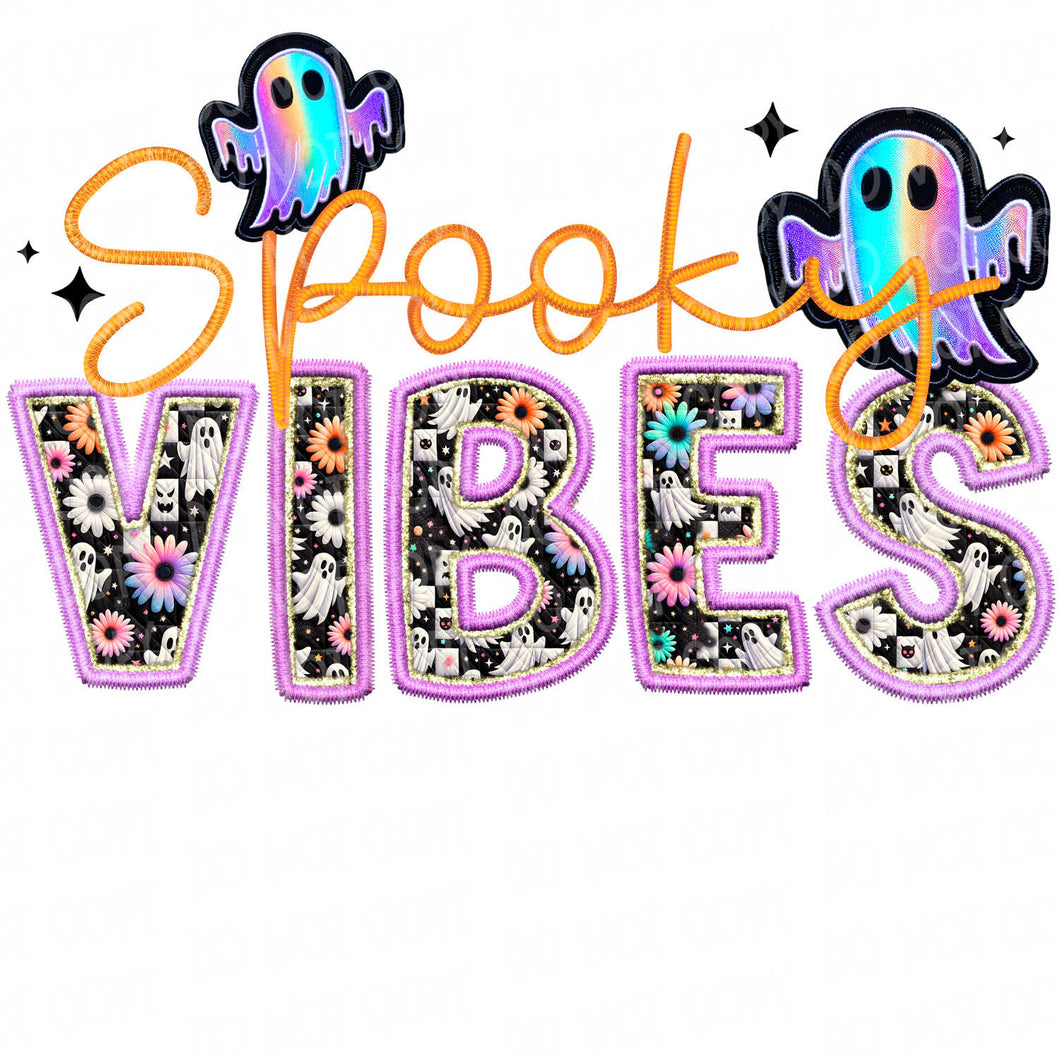 Spooky Vibes Embroidery Patch | DTF Ready to Press or Sublimation Transfer