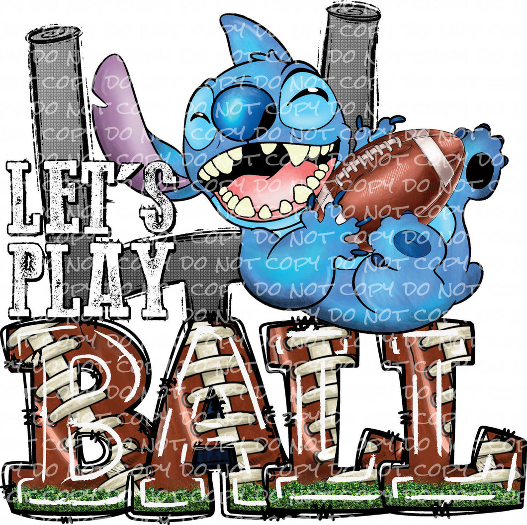 Let's Play Football Blue Animal | DTF Ready to Press or Sublimation Transfer