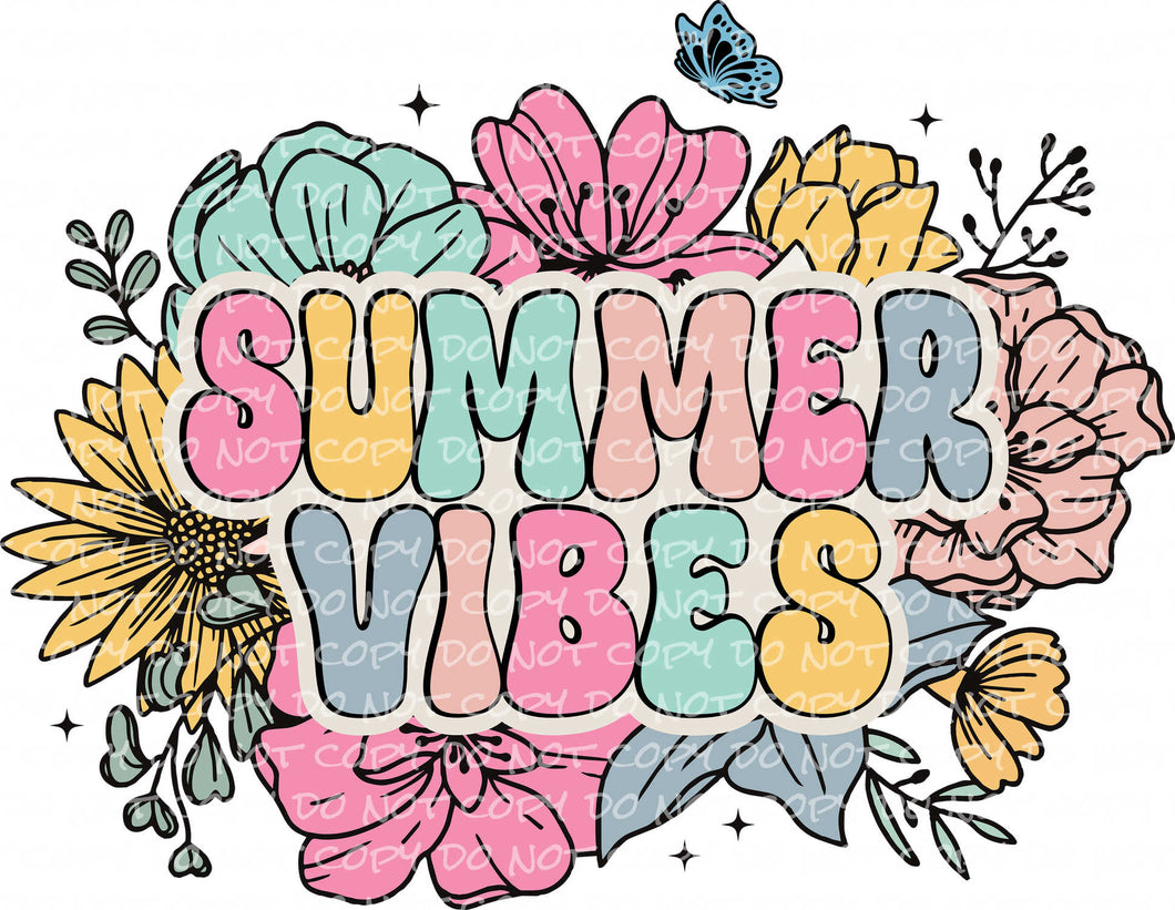 Summer Vibes Floral | DTF Ready to Press or Sublimation Transfer