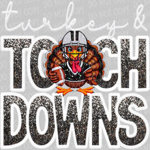 Load image into Gallery viewer, Turkeys &amp; Touchdowns Faux Embroidery Patch | DTF Ready to Press or Sublimation Transfer
