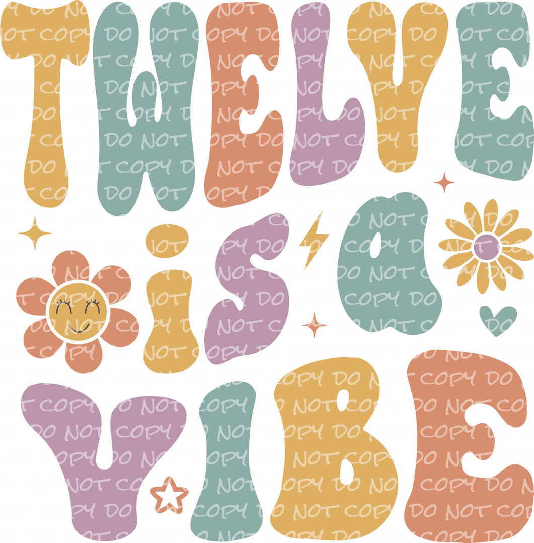 Twelve is a Vibe - DTF Ready to Press or Sublimation Transfer