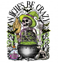 Load image into Gallery viewer, Halloween Witches Be Crazy with optional Sleeve Design - skeleton spell brew best seller | DTF Ready to Press or Sublimation Transfer
