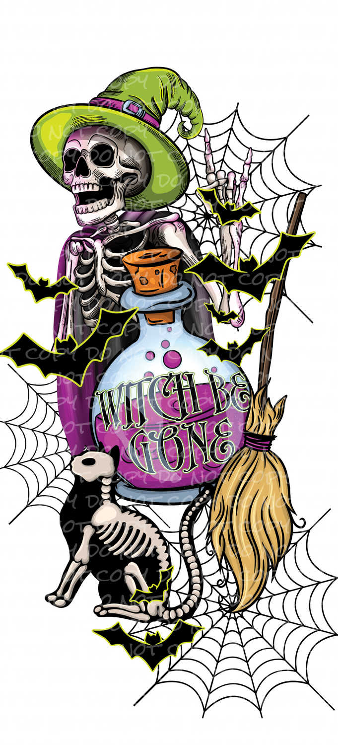 Halloween Witches Be Crazy with optional Sleeve Design - skeleton spell brew best seller | DTF Ready to Press or Sublimation Transfer