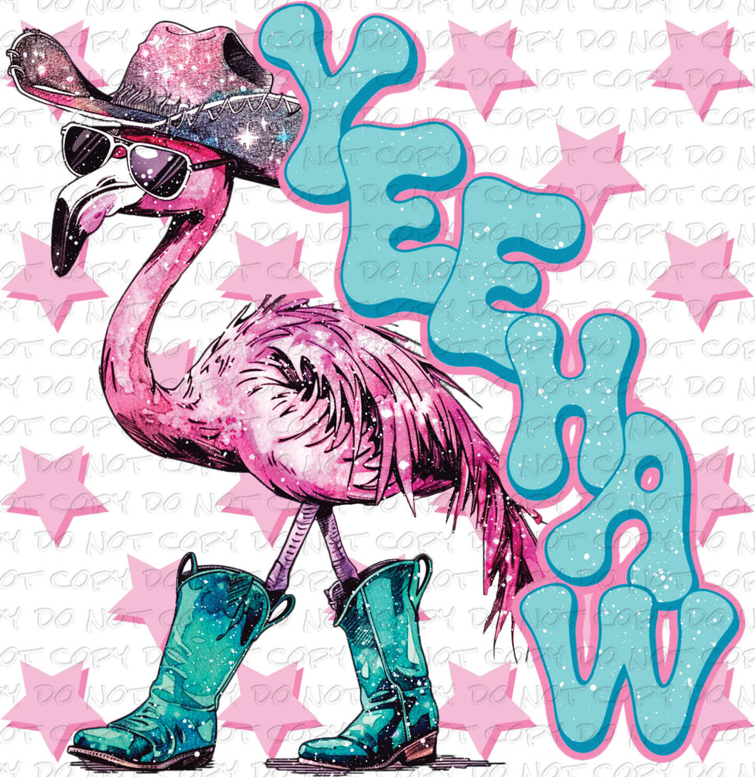 Yeehaw Cowgirl Flamingo | DTF Ready to Press or Sublimation Transfer