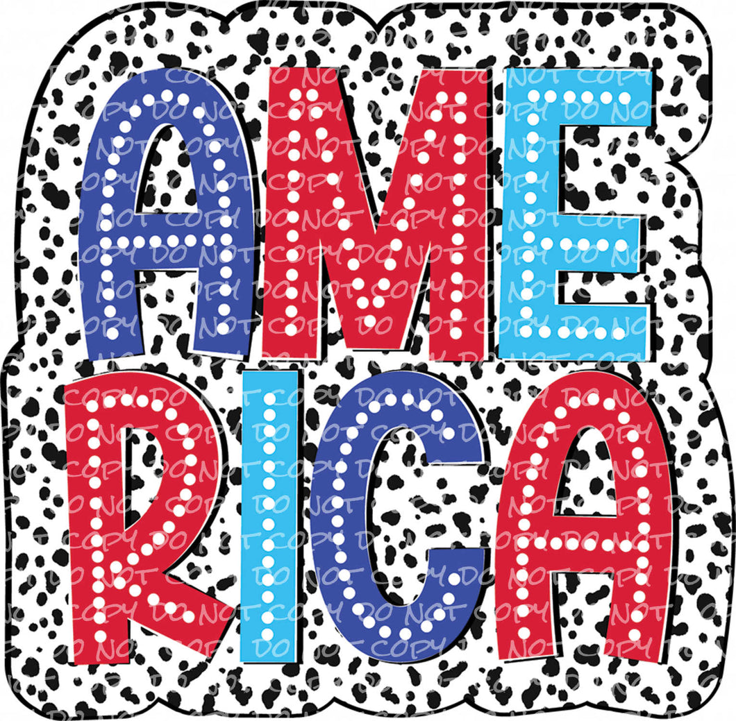 America Dalmatian Dots - DTF Ready to Press or Sublimation Transfer