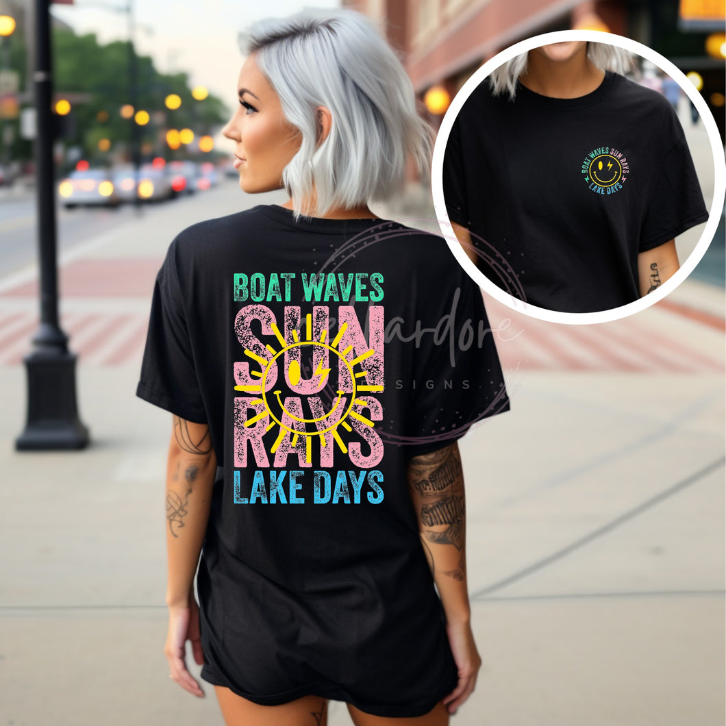 Boat Waves Sun Rays Lake Days Tee