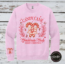 Load image into Gallery viewer, Candy Cane Christmas Club Sweatshirt - Completed Apparel Item
