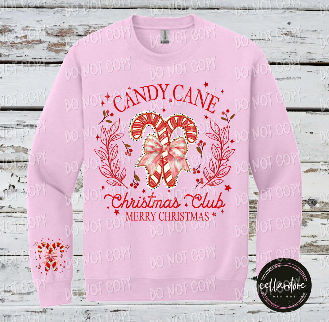 Candy Cane Christmas Club Sweatshirt - Completed Apparel Item