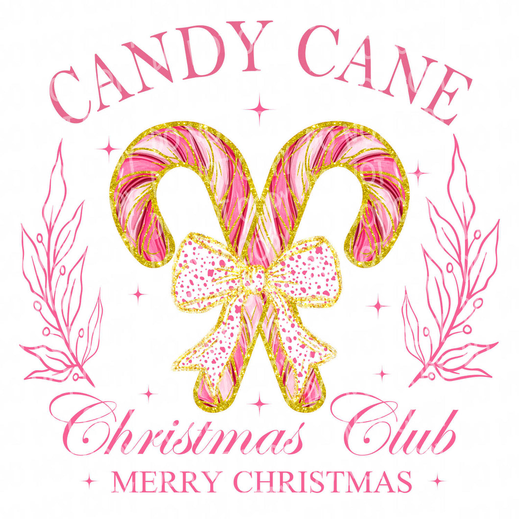 Candy Cane Christmas Club Pink | DTF Ready to Press or Sublimation Transfer