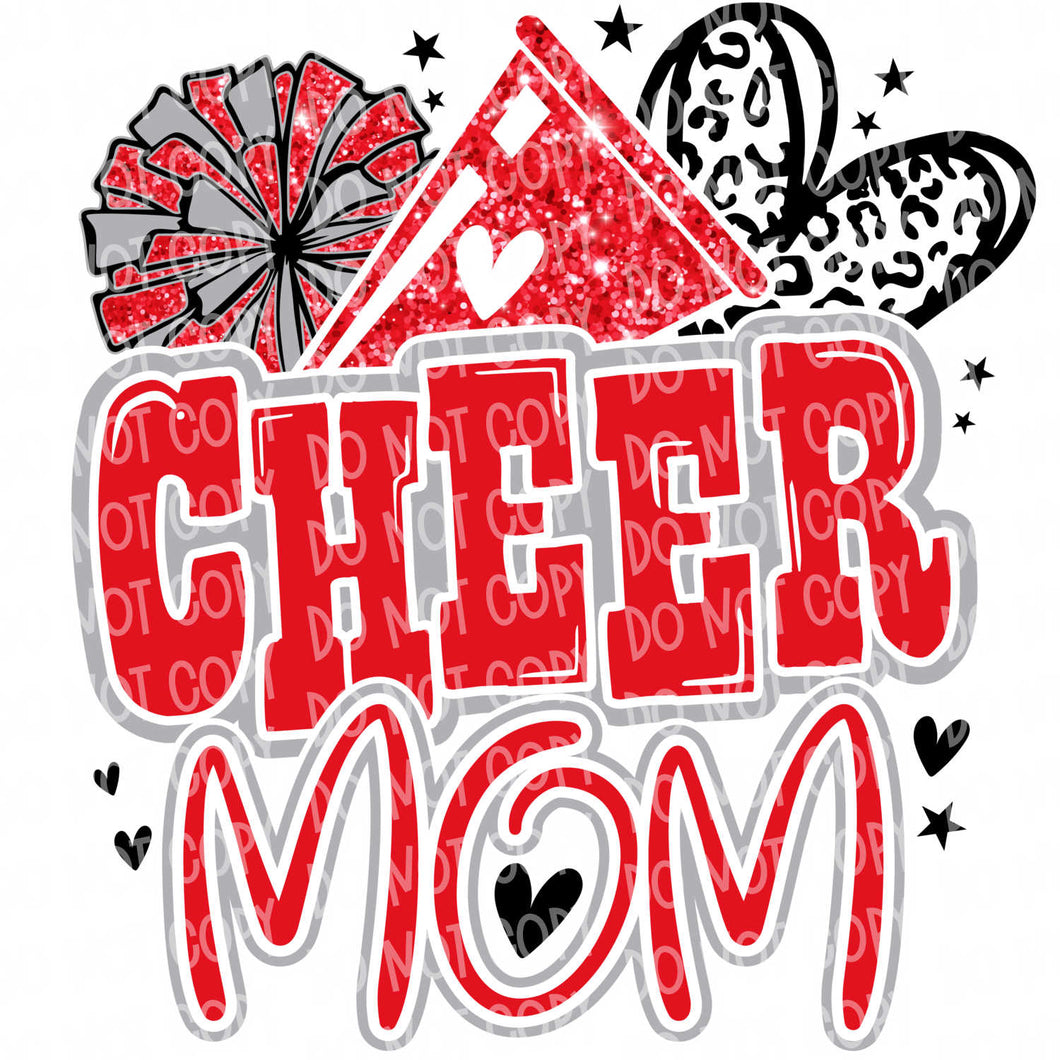 Cheer Mom (Red/Orange/Green/Yellow) | DTF Ready to Press or Sublimation Transfer