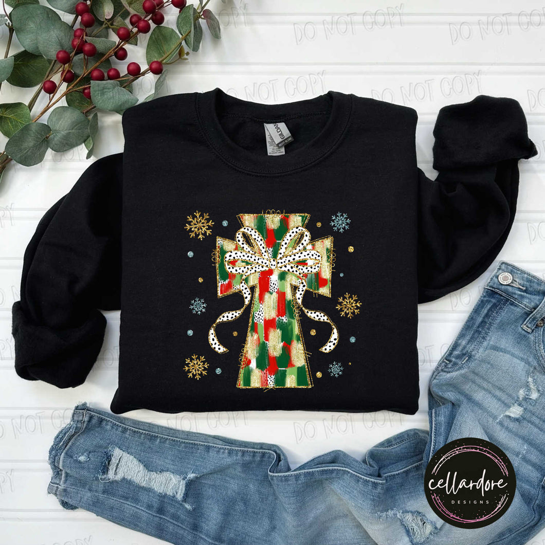 Christmas Cross Sweatshirt - Completed Apparel Item