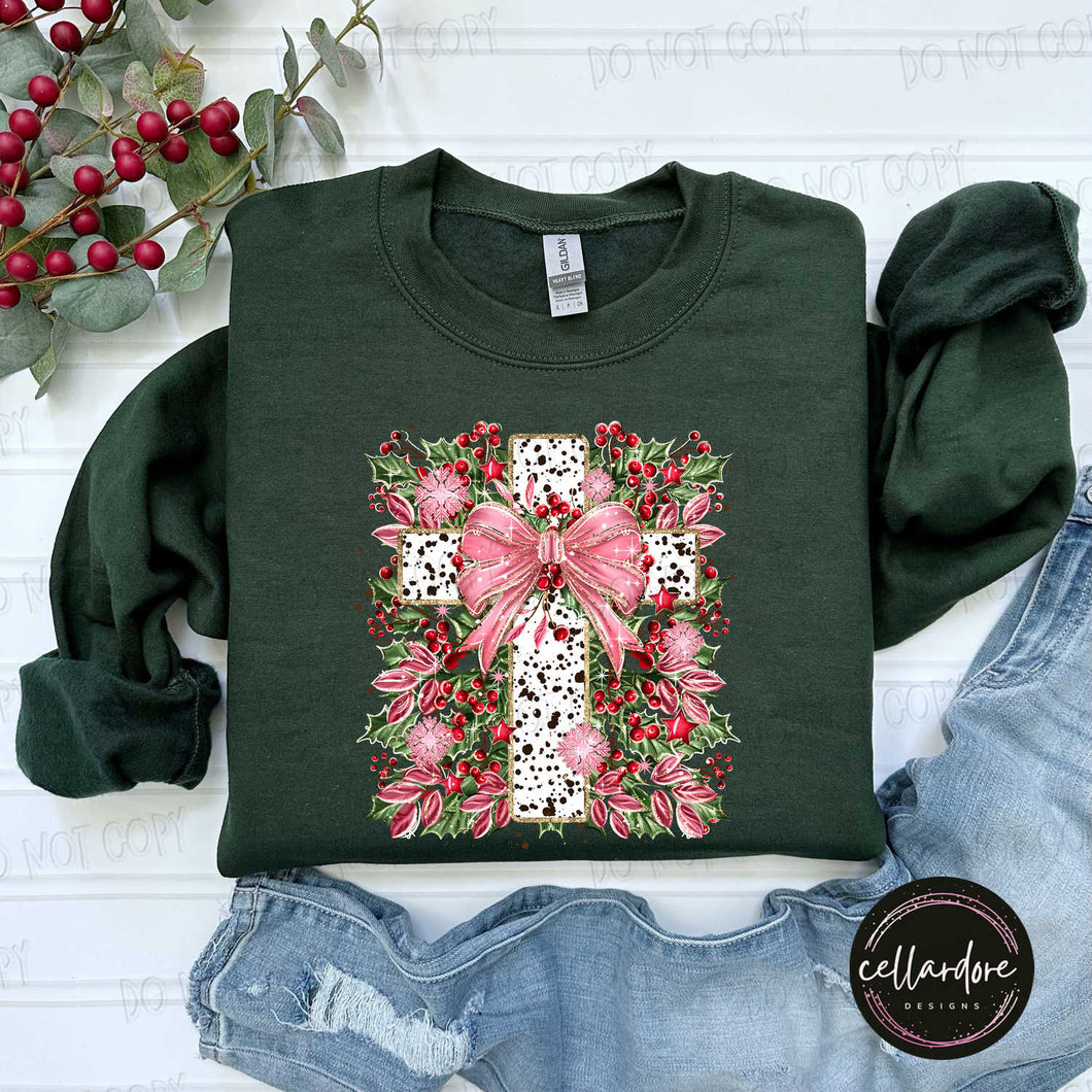 Floral Cross Sweatshirt - Completed Apparel Item