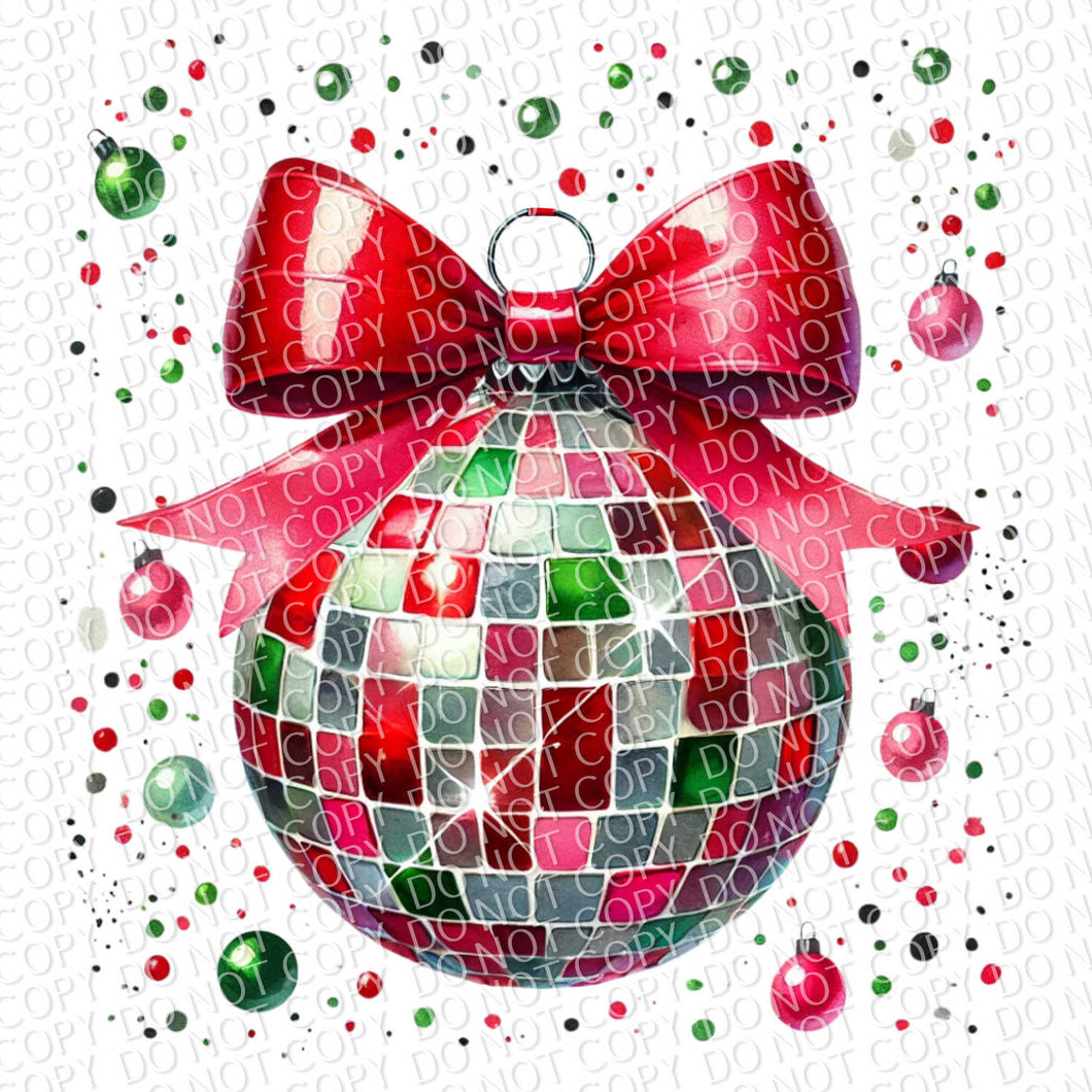 Christmas Disco Ball Ornament | DTF Ready to Press or Sublimation Transfer