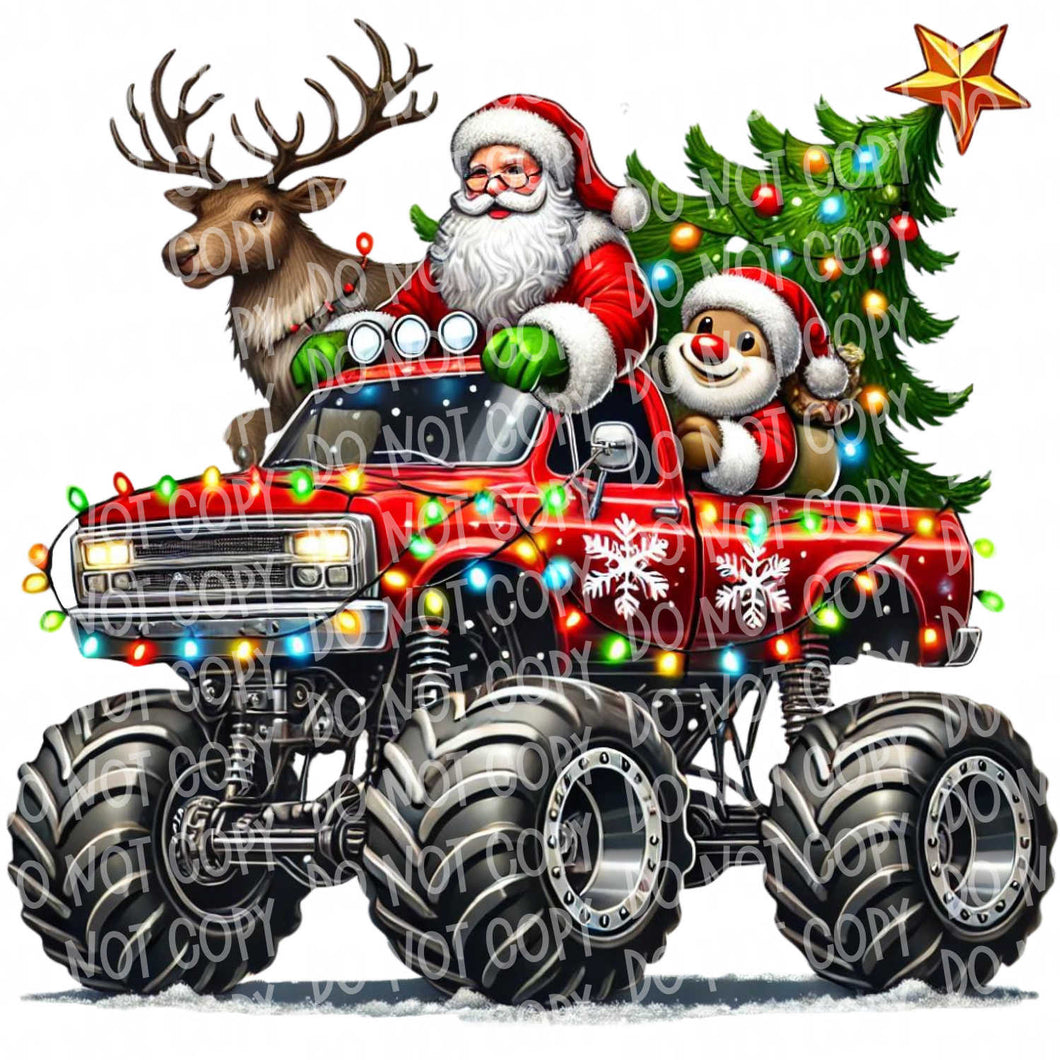 Monster Truck Christmas | DTF Ready to Press or Sublimation Transfer