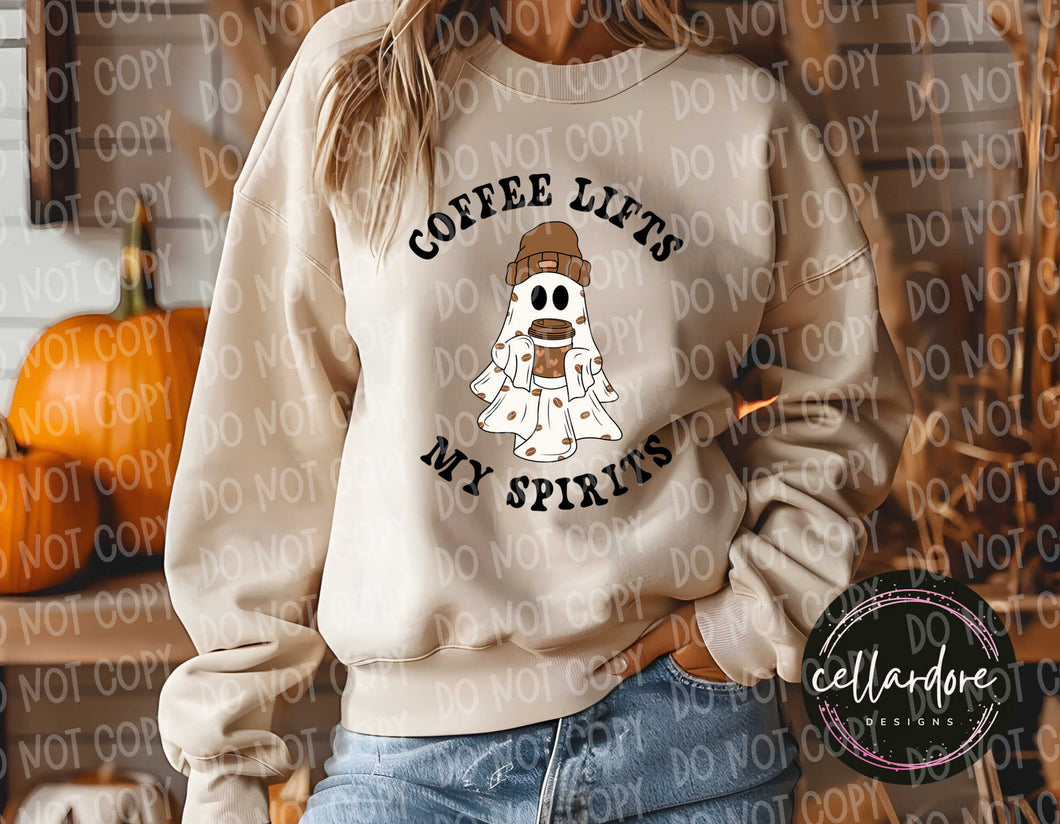 Coffee Lifts My Spirits Sweatshirt - Completed Apparel Item