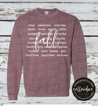 Load image into Gallery viewer, Fall Words Sweatshirt - Completed Apparel Item
