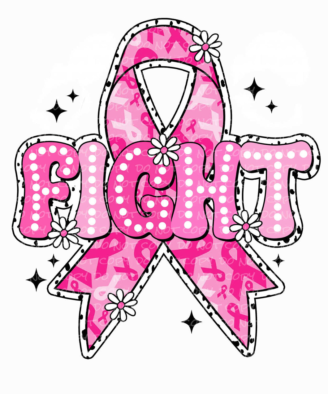 Fight Breast Cancer Ribbon | DTF Ready to Press or Sublimation Transfer