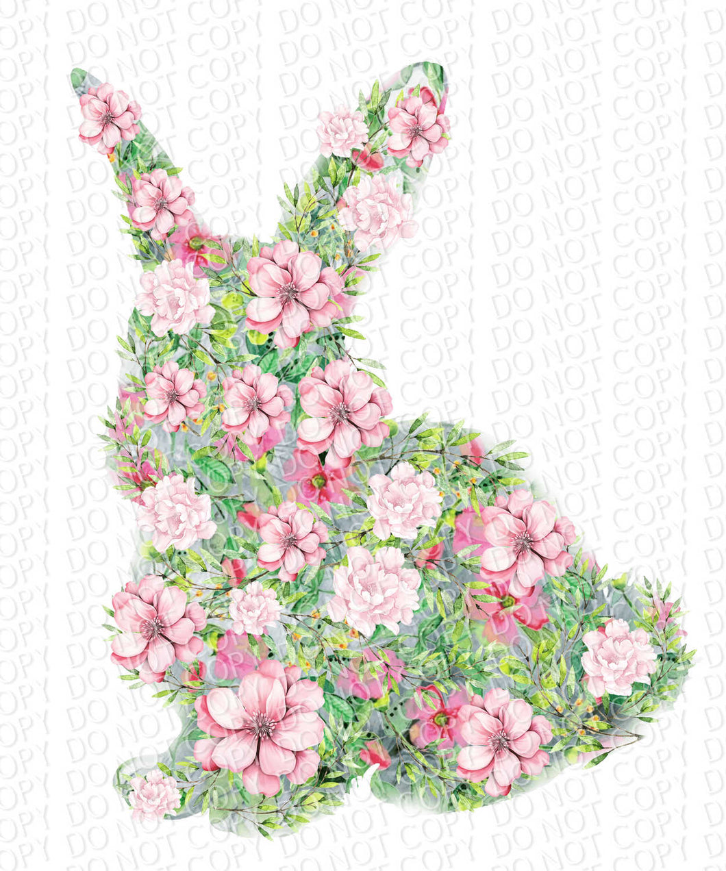 Green and Pink Floral Bunny | DTF Ready to Press or Sublimation Transfer