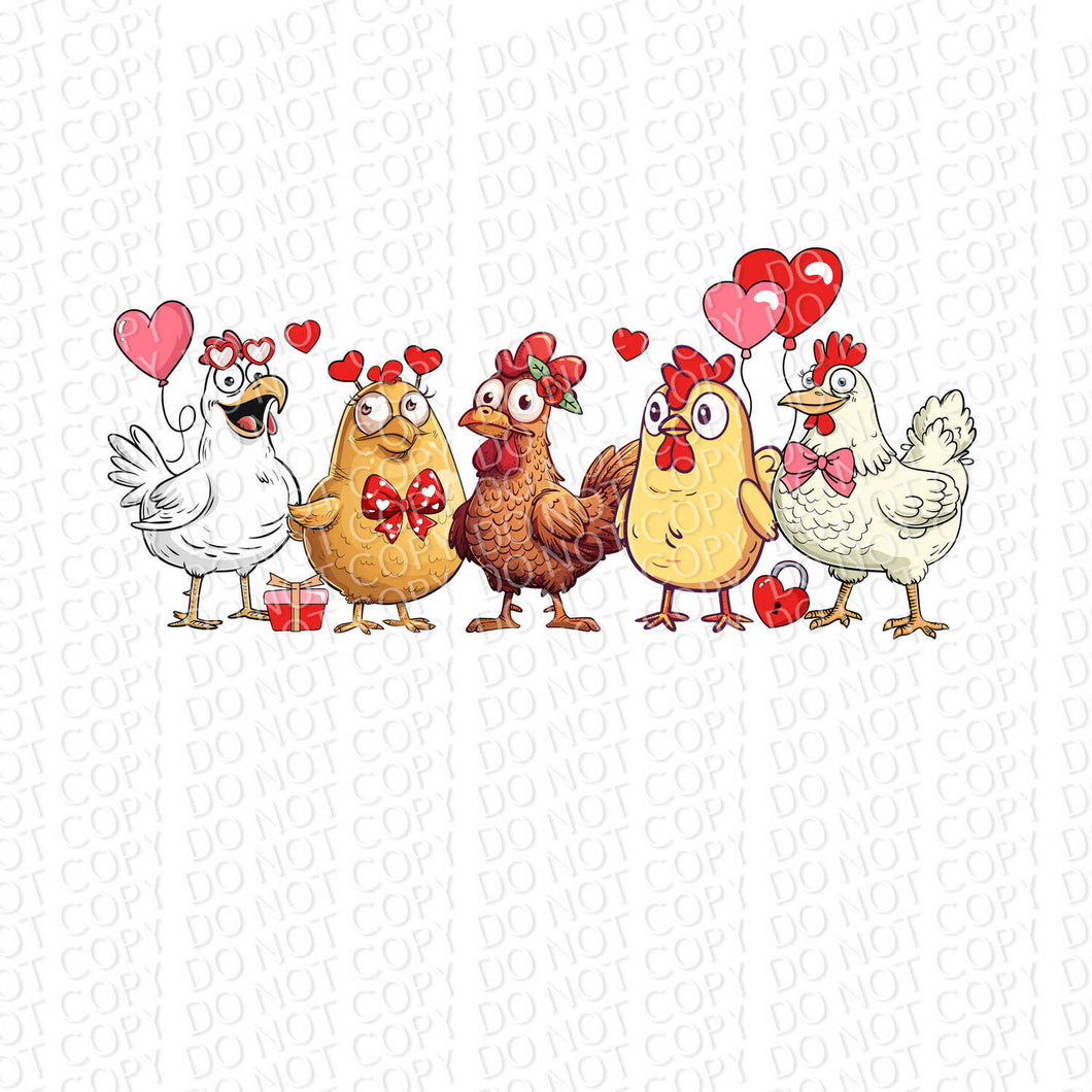 Funny Chickens Valentine's Day | DTF Ready to Press or Sublimation Transfer