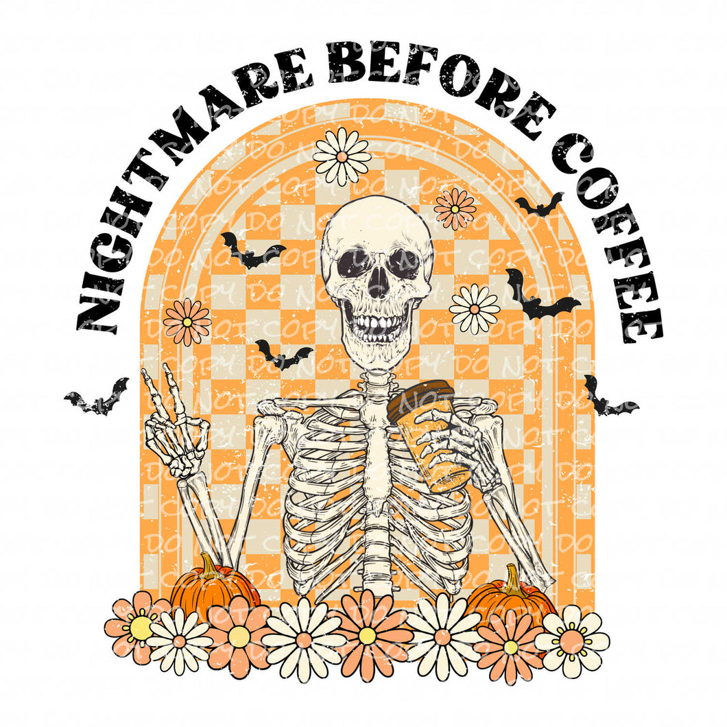 Halloween Nightmare Before Coffee | DTF Ready to Press or Sublimation Transfer