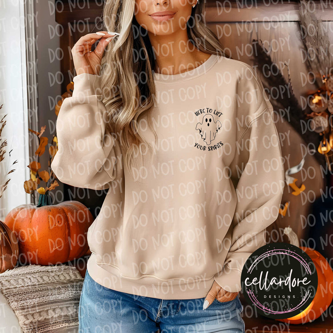 Here to Lift Your Spirits Sweatshirt - Completed Apparel Item