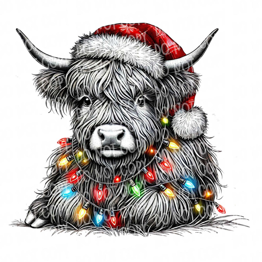 Highland Cow Christmas | DTF Ready to Press or Sublimation Transfer