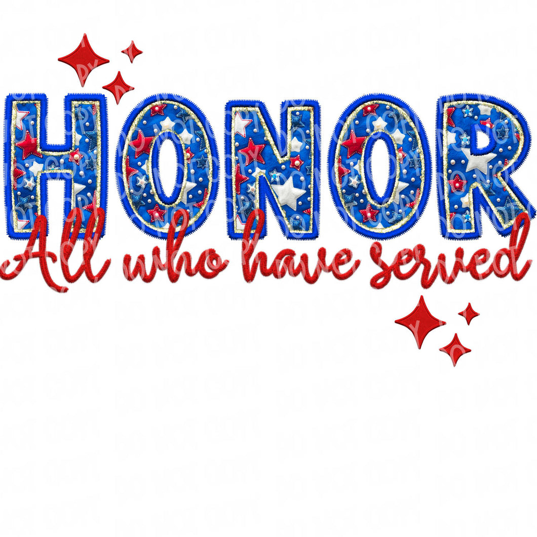 Honor All Who Have Served Faux Patch | DTF Ready to Press or Sublimation Transfer