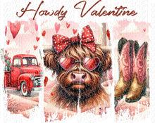 Load image into Gallery viewer, Howdy Valentine - 3 Design Options | DTF or Sublimation Ready to Press Transfer
