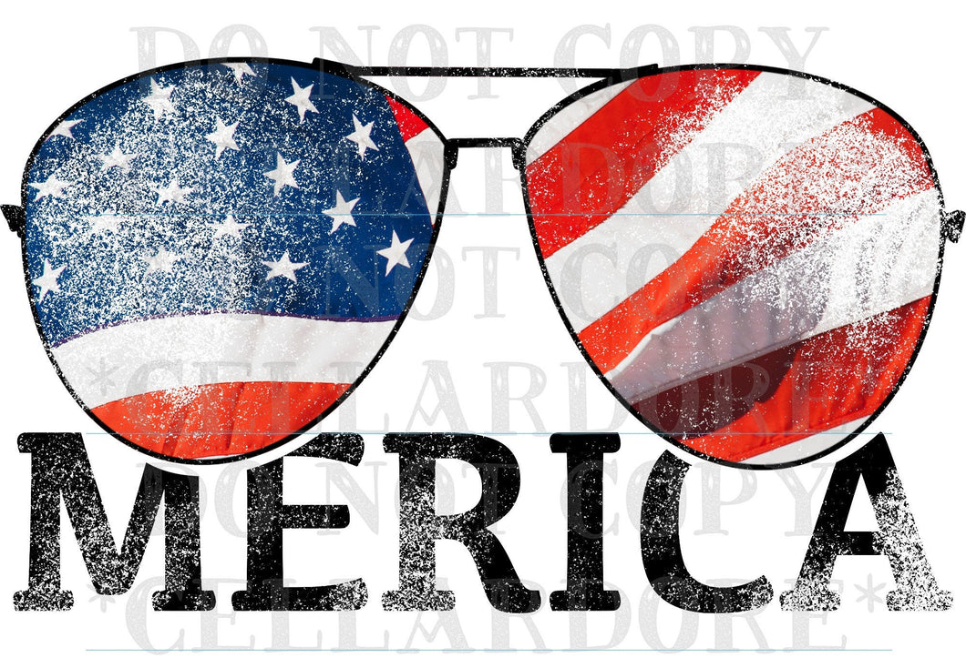 Distressed USA Flag Sunglasses - Merica - DTF Ready to Press or Sublimation Transfer