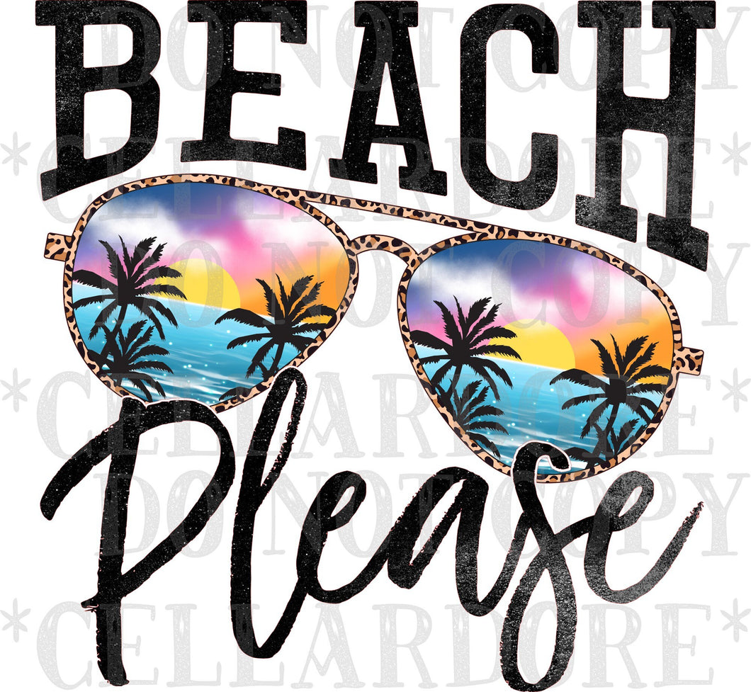 Beach Please | Palm Tree Sunglasses | DTF Ready to Press or Sublimation Transfer