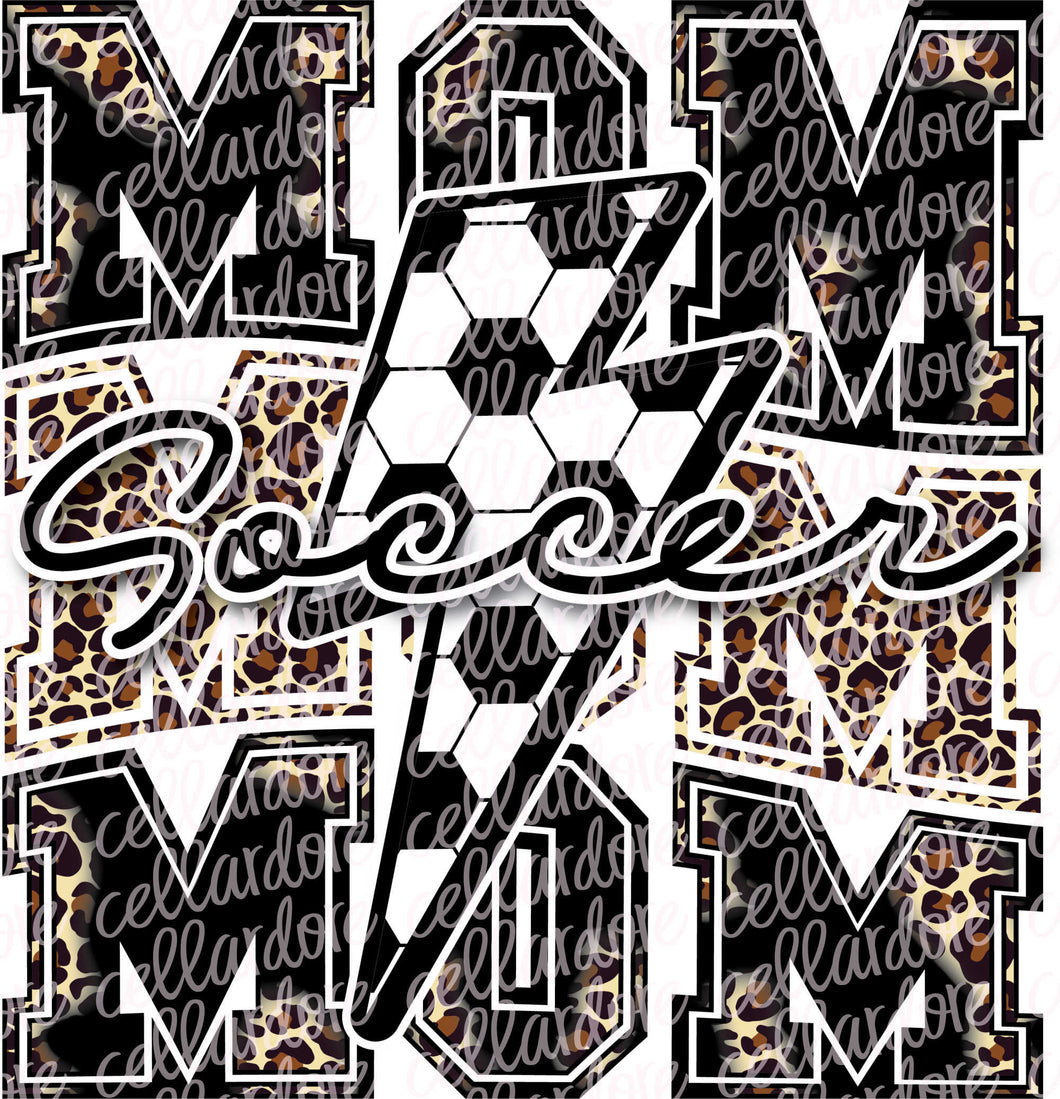 Soccer Mom | Black and Brown Leopard Print | DTF Ready to Press or Sublimation Transfer